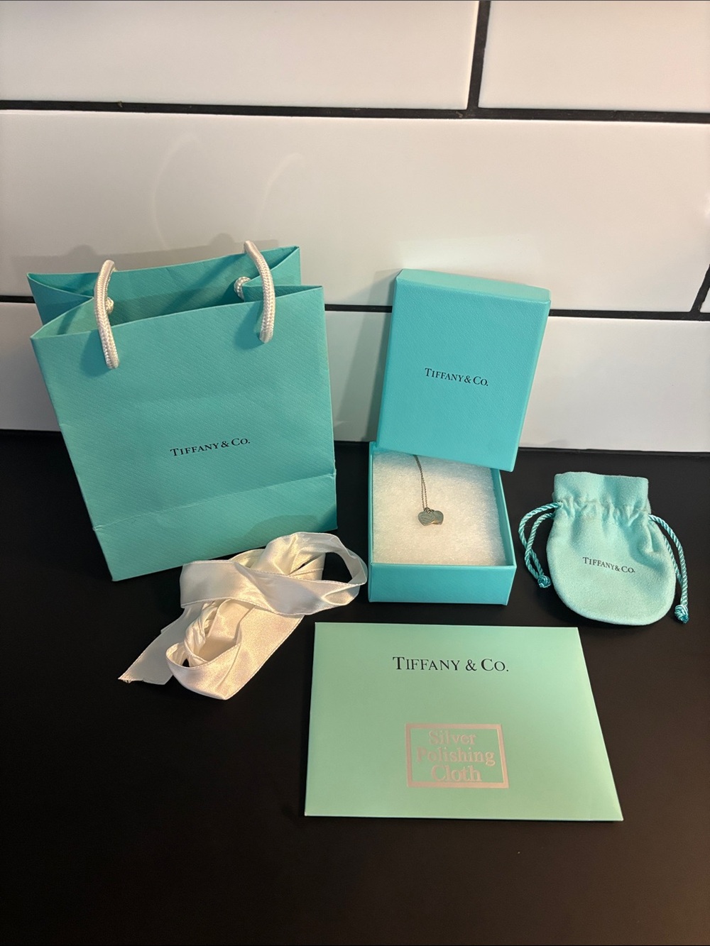 Tiffany & Co. Silver Heart Pendant Necklace Wilth All Packaging & Cleaning Cloth